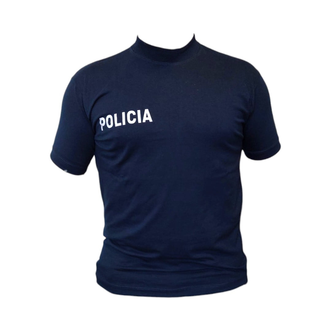 Remera Algodón Peinado Estampado Policía Reflectivo