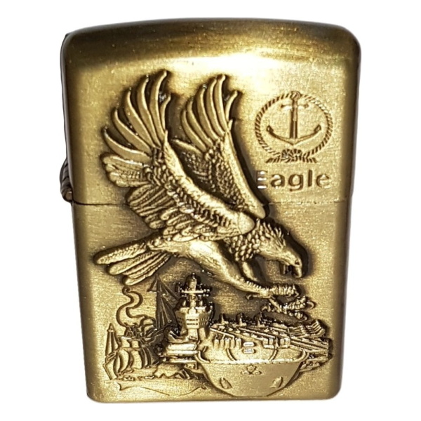 Encendedor Bencina Labrado Tipo Zippo Varios Diseños Dorado