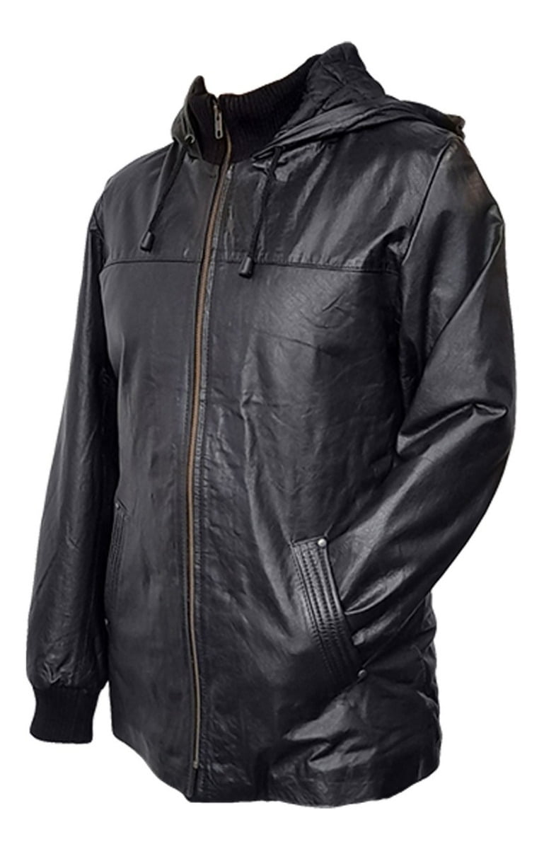 Campera De Cuero Clásica Con Capucha Mujer - Imagen 3
