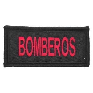 Oblea Bordada Parche Escudo Bomberos Blanco Rojo