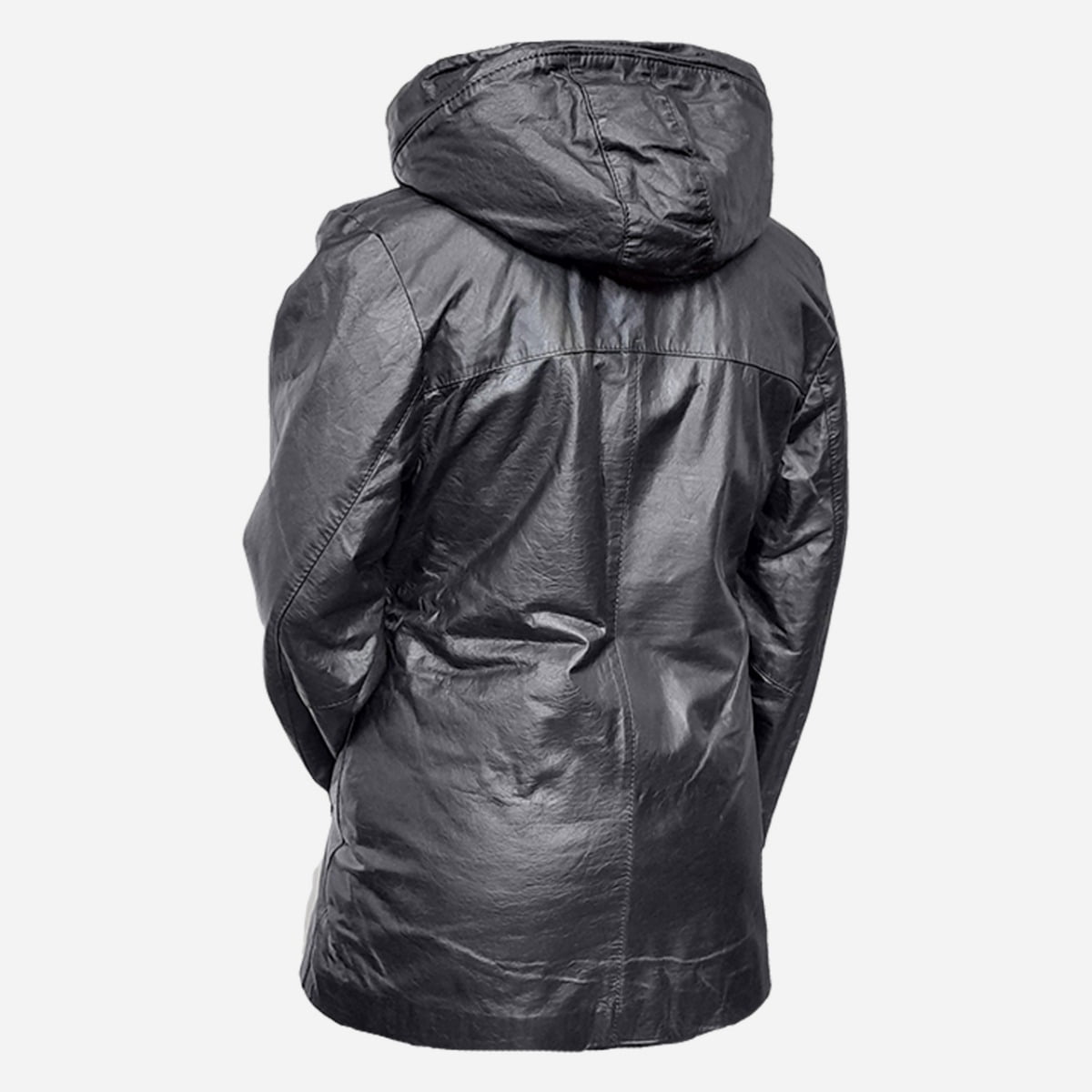 Campera De Cuero Clásica Con Capucha Mujer - Imagen 2