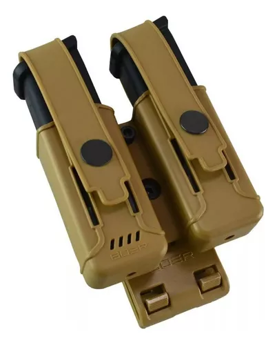 Porta Cargador Doble Táctico Universal De Polímero Con Tapa - Imagen 3