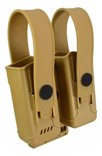 Porta Cargador Doble Táctico Universal De Polímero Con Tapa - Imagen 2