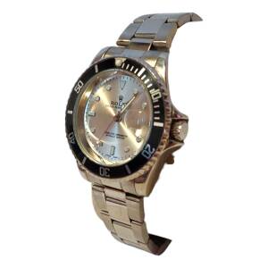 Reloj Estilo Submariner Plateado - Con Esfera Plateada Y Bisel Negro Giratorio