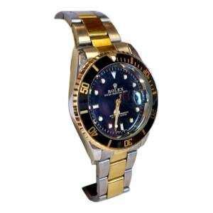 Reloj Hombre Bicolor Negro Y Dorado – Estilo Submariner De Lujo En Acero