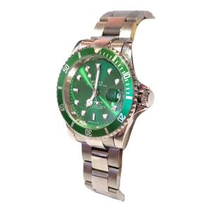 Reloj De Hombre Estilo Submariner Verde – Automático De Acero Inoxidable