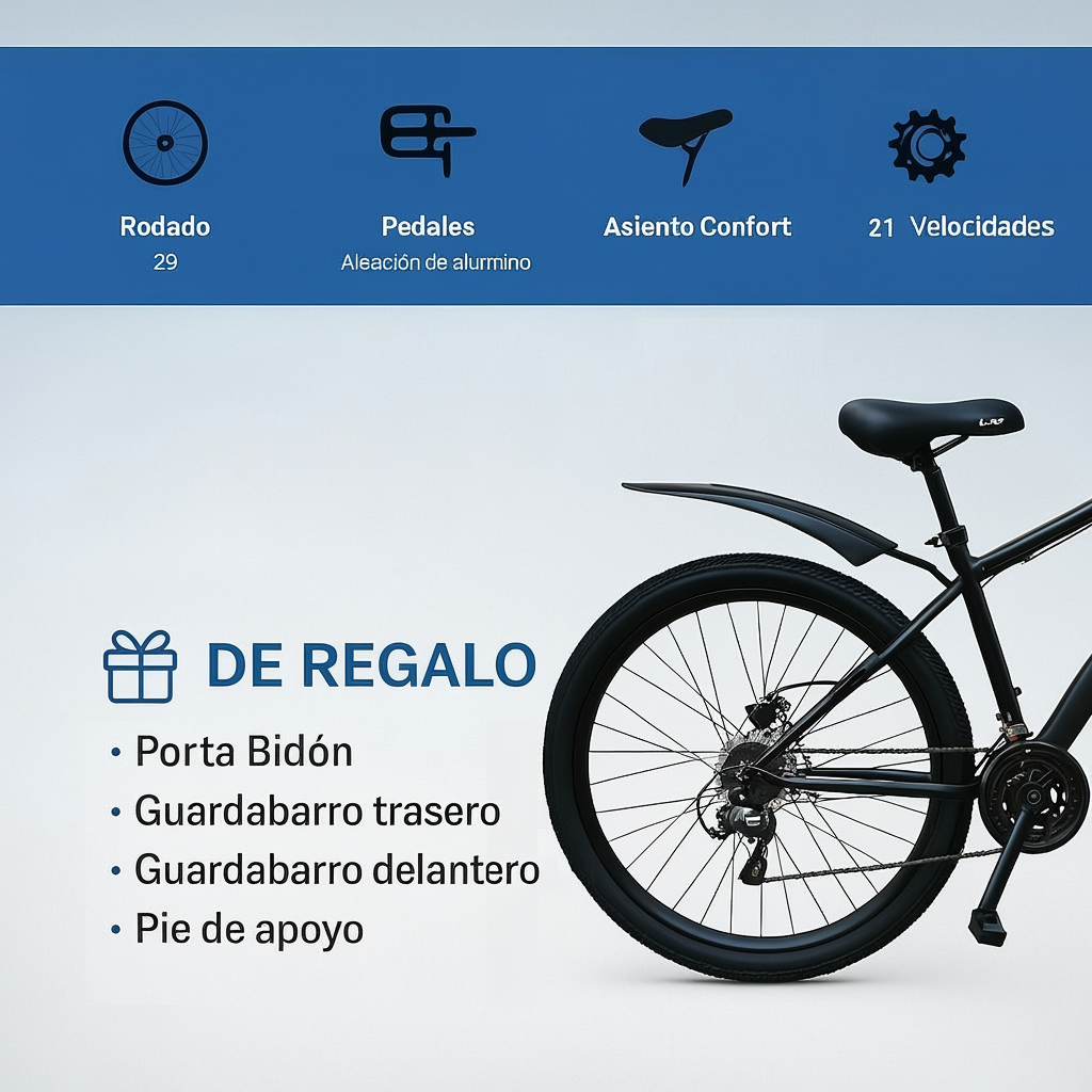 Bicicleta Lm2000 Rodado 29 Adultos 21 Velocidades Disco 2025 - Imagen 5