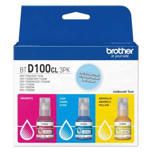 Botella De Tinta Brother Btd100 Cian Magenta Amarilla Pack De 3