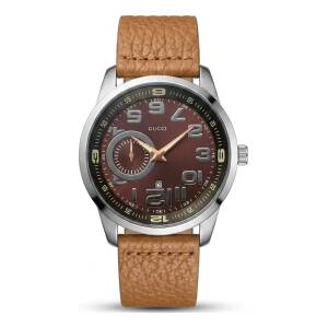 Reloj De Hombre Estilo Formal – Caja Dorada Y Correa Marrón Sintética