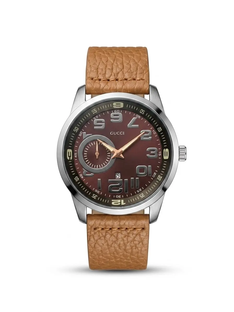 Reloj De Hombre Estilo Formal – Caja Dorada Y Correa Marrón Sintética