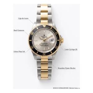 Reloj Estilo Submariner Plateado - Con Esfera Plateada Y Bisel Negro Giratorio